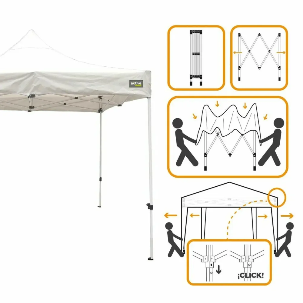 Gazebo Aktive 300 x 300 x 220 cm Branco Dobrável Altura ajustável