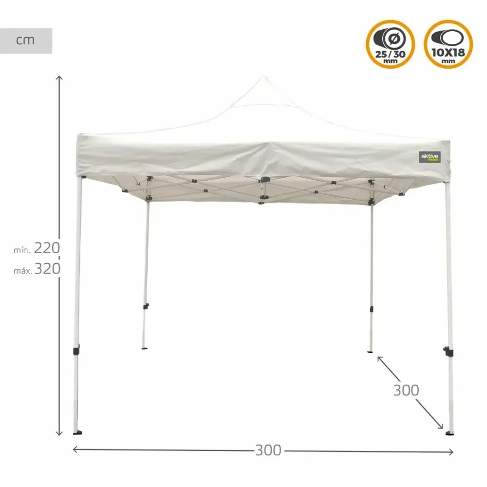 Gazebo Aktive 300 x 300 x 220 cm Branco Dobrável Altura ajustável