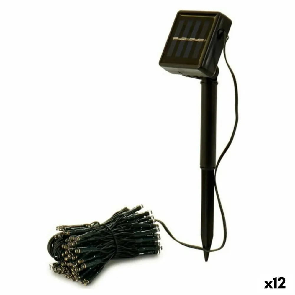 Grinalda de Luzes LED Preto 15 m Solar (12 Unidades)