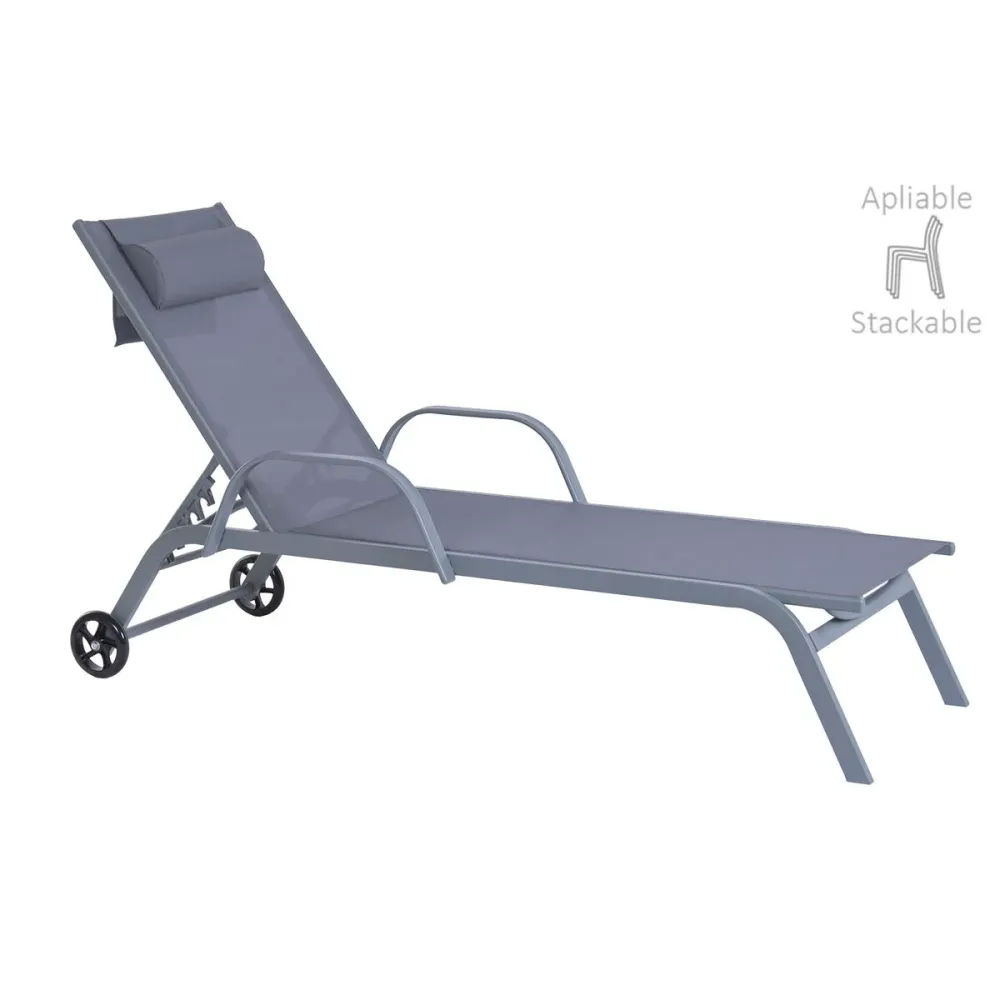 Ligstoel Home ESPRIT Cinzento claro 199 X 63 X 101 CM
