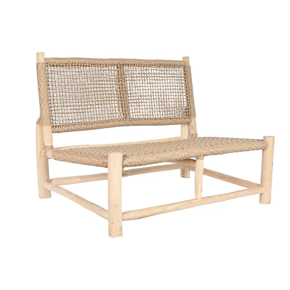 Poltrona de jardim DKD Home Decor Branco Natural Teca 120 x 81 x 84 cm