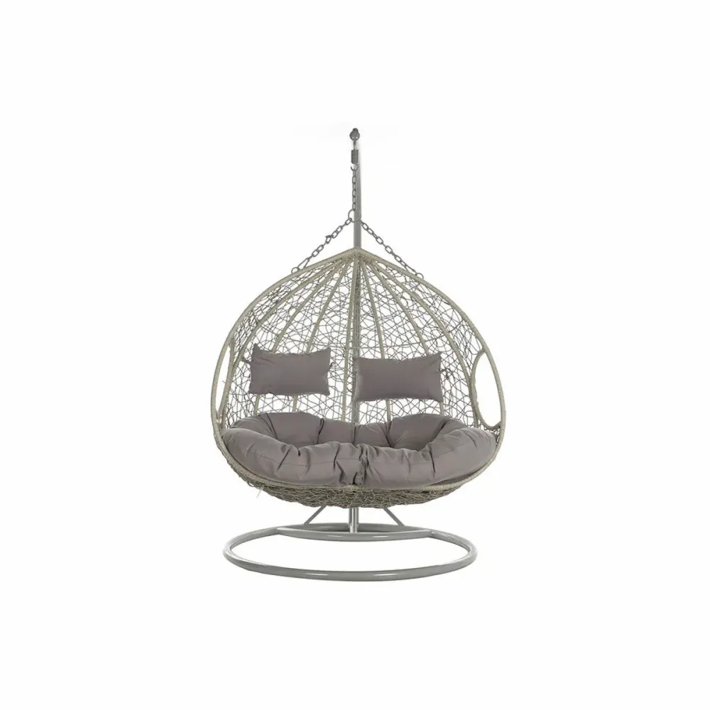 Poltrona de jardim suspensa DKD Home Decor 133 x 80 x 110 cm Cinzento Rotim sintético Alumínio