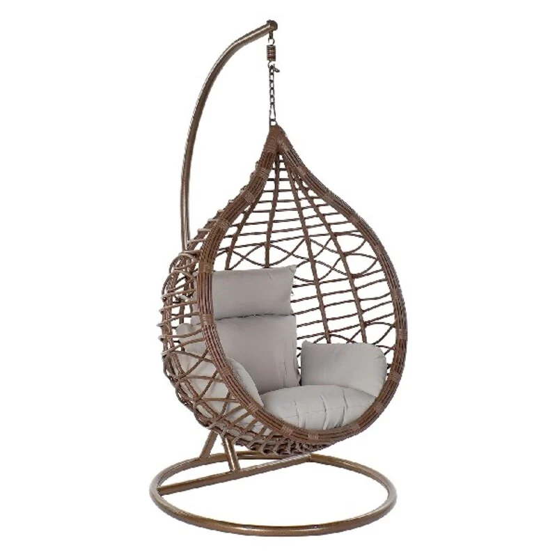 Poltrona de jardim suspensa DKD Home Decor Castanho Cinzento Multicolor Catanho escuro Alumínio Rotim sintético 100 x 78 x...