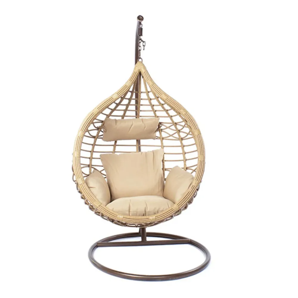 Poltrona de jardim suspensa DKD Home Decor Bege Castanho Multicolor Alumínio Rotim sintético 90 x 70 x 110 cm