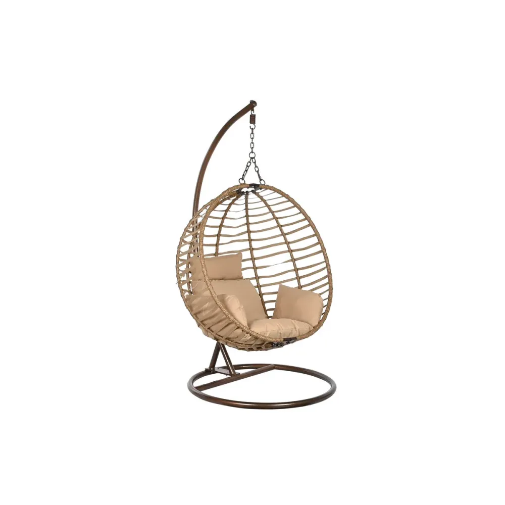 Poltrona de jardim suspensa Home ESPRIT Catanho escuro Marrom claro Alumínio Rotim sintético 107 x 105 x 108 cm