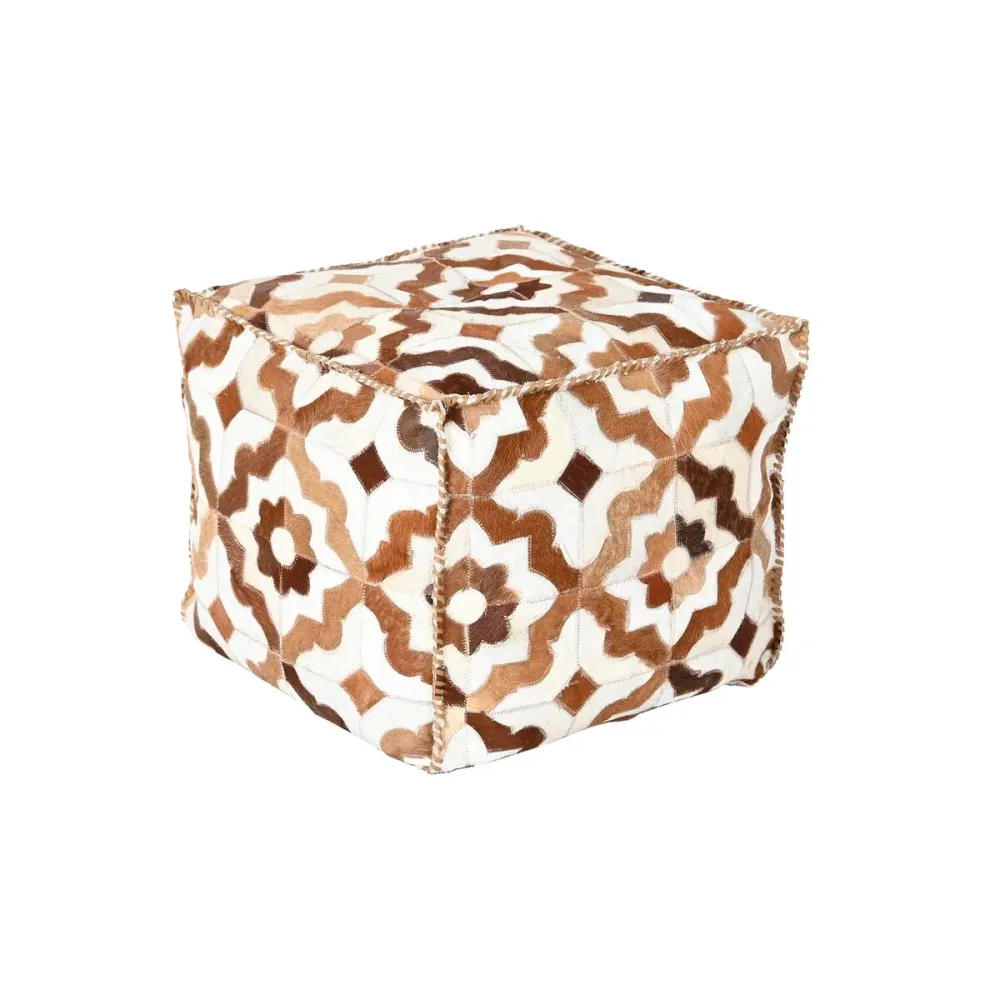 Puff DKD Home Decor Branco Castanho 45 x 45 x 40 cm