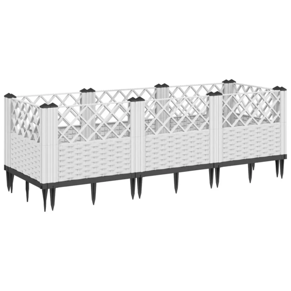 Capacidade Extra Grande Vaso/floreira de jardim com estacas 123,5x43,5x43,5 cm PP branco