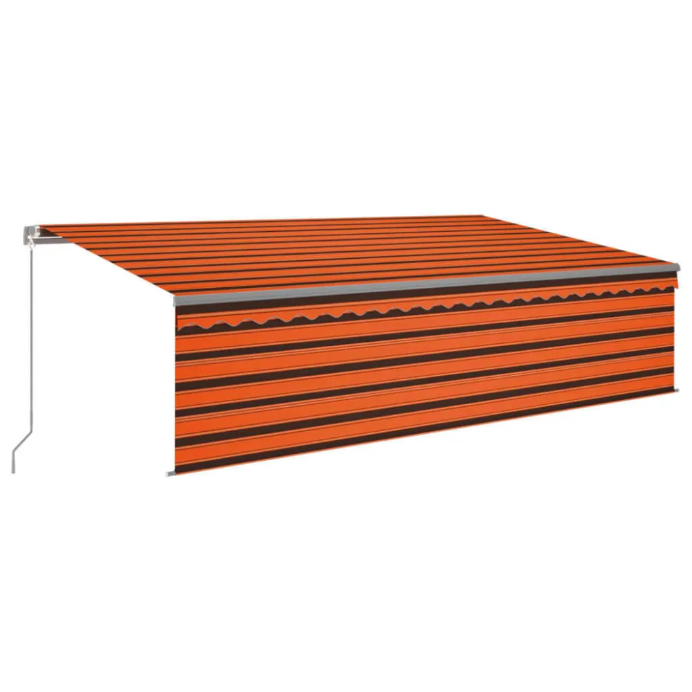 Toldo retrátil mecânico com estore 5x3 m laranja e castanho