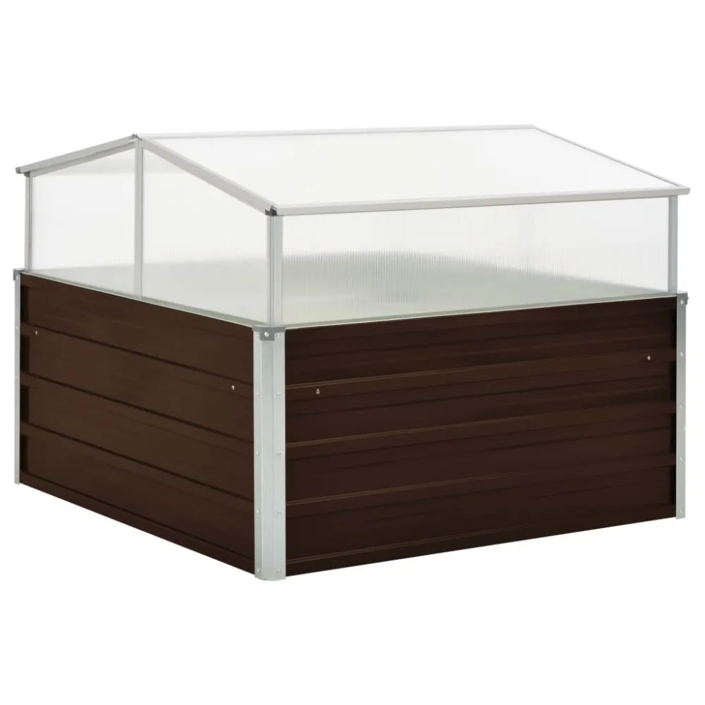 Estufa 100x100x85 cm ço galvanizado castanho com Prateleira de Cultivo Integrada