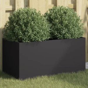Premium Resistente Intempéries Vaso/floreira 62x30x29 cm ço laminado gelado preto