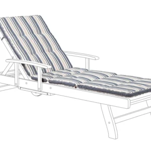 Almofada para espreguiçadeira de jardim 188 x 59 x 5cm riscas azul e creme TOSCANA/JAVA Material Respirável