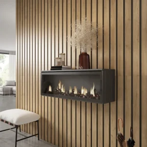 Lareira eléctrica LED, 107x38x25cm, Sala de estar - Sala jantar, Lareira eléctrica, Preto