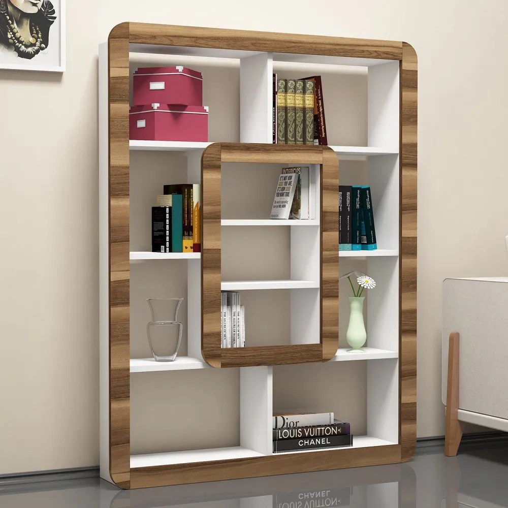 Estante de biblioteca Infula borda de 140 cm Madeira Branca e Integral