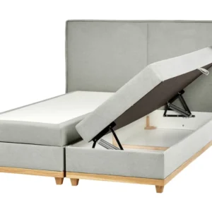 Fabric EU King Divan Bed Light Grey DYNASTY - Conjunto 4 Peças