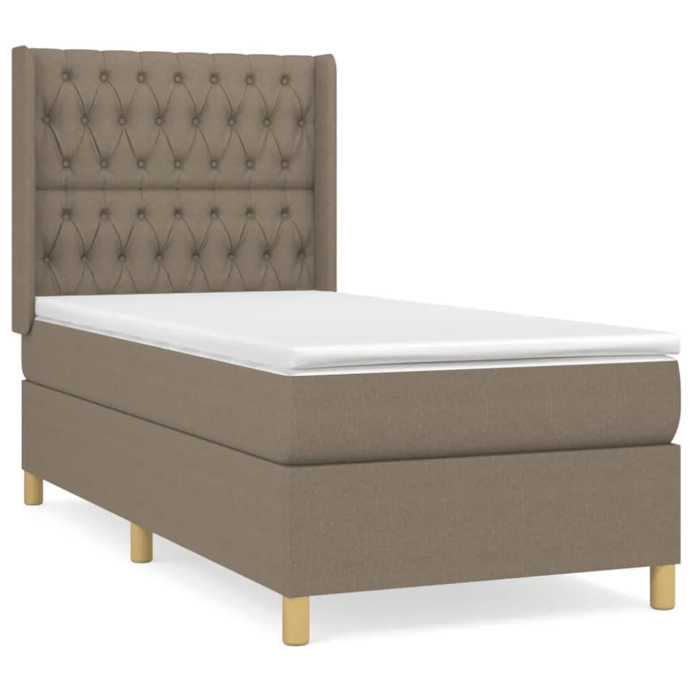 Cama com molasemcolchão 90x190 cm tecido castanho-acinzentado com Zíper Oculto