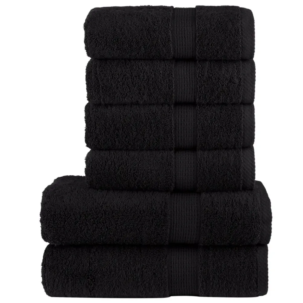 6pcs Conjunto toalhas banho prime SOLUND 600 gsm preto com Alta Absorção