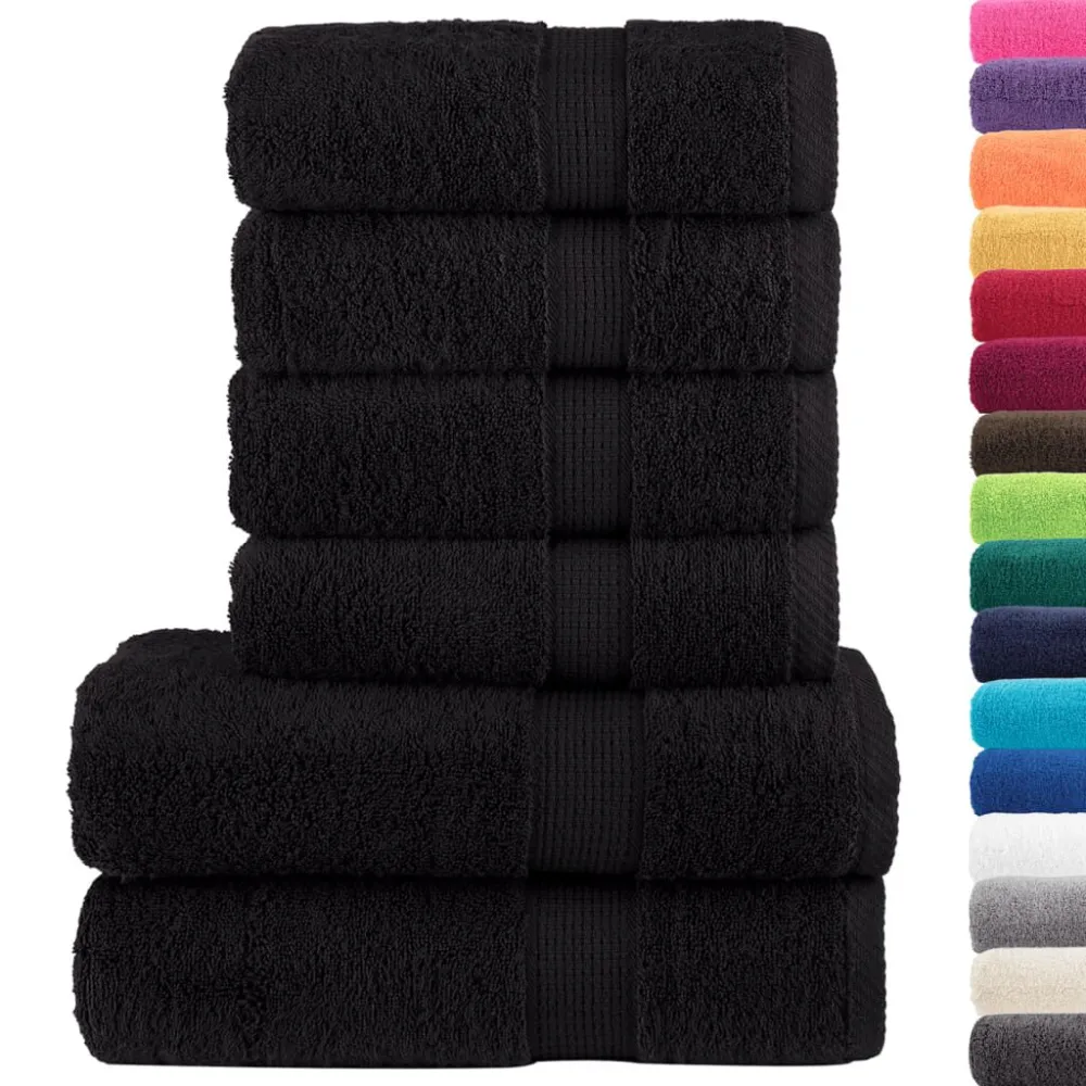 6pcs Conjunto toalhas banho prime SOLUND 600 gsm preto com Alta Absorção