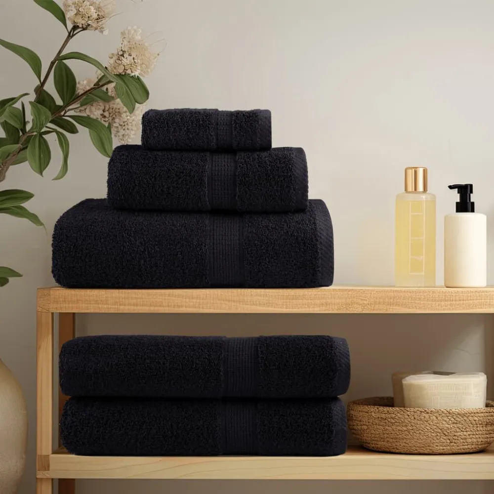 6pcs Conjunto toalhas banho prime SOLUND 600 gsm preto com Alta Absorção
