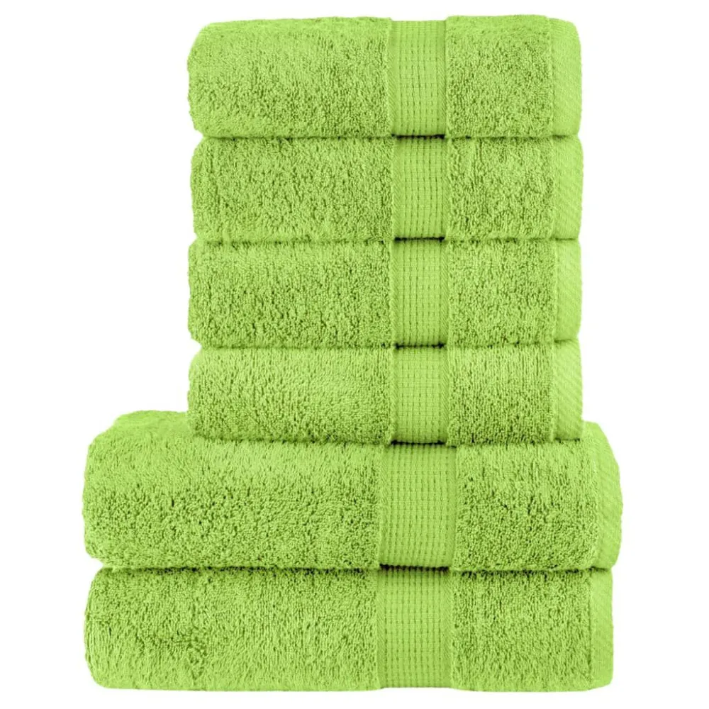 6pcs Conjunto toalhas banho valorizado SOLUND 600 gsm verde maç
