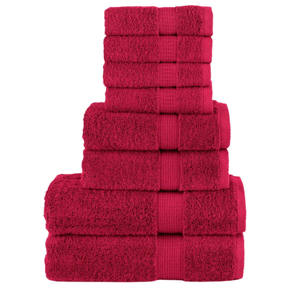 8pcs Conjunto toalhas banho top SOLUND 600 gsm vermelho