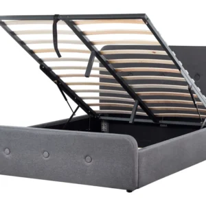 Fabric EU Duas vezes Size Ottoman Bed Dark Grey RENNES
