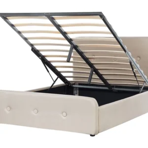 Fabric EU Duplo Size Ottoman Bed Beige RENNES para Manutenção Anual