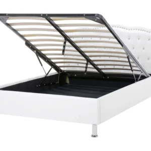 Faux Leather EU Gêmeo Size Ottoman Bed White METZ