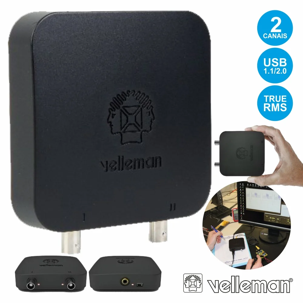 Osciloscópio 2 Canais P/ Pc Usb Gerador Sinais Velleman Fácil Instalação