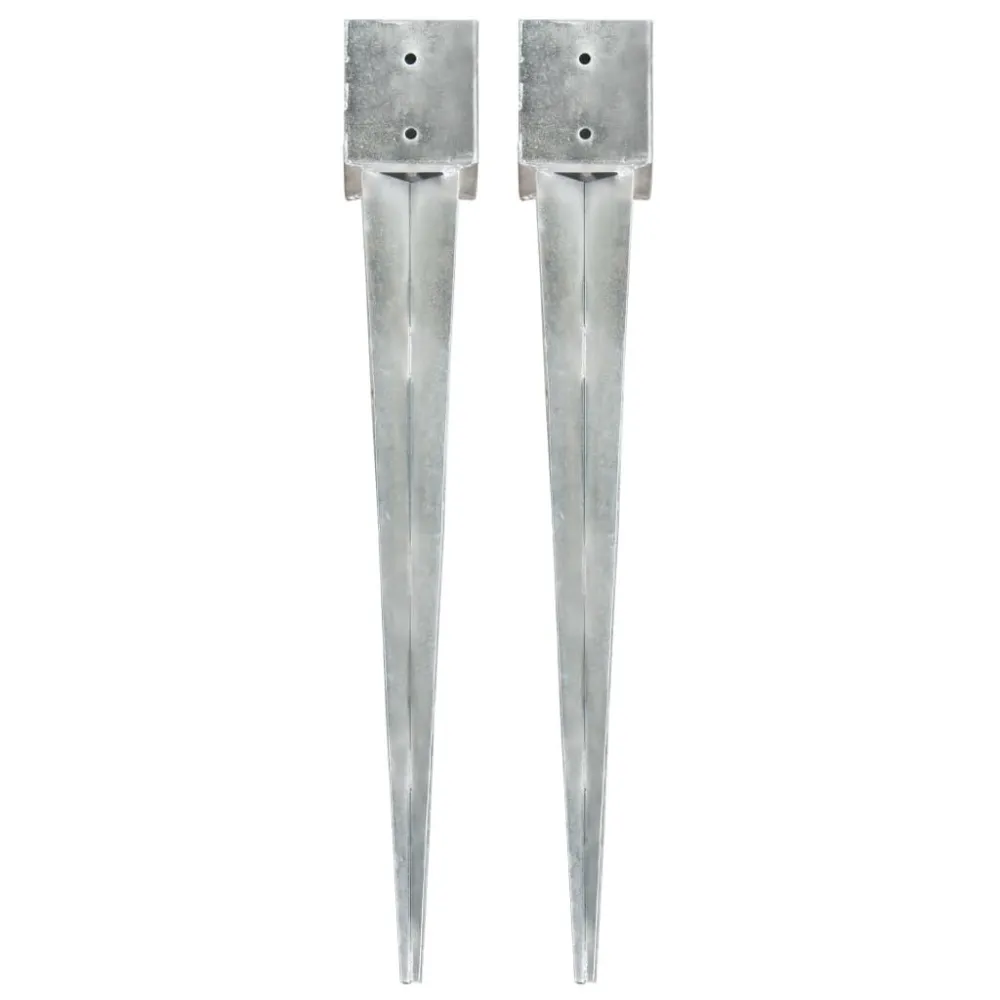 Vela de Ignição Estacas de enterrar 2 pcs 12x12x89 cm ço galvanizado prateado