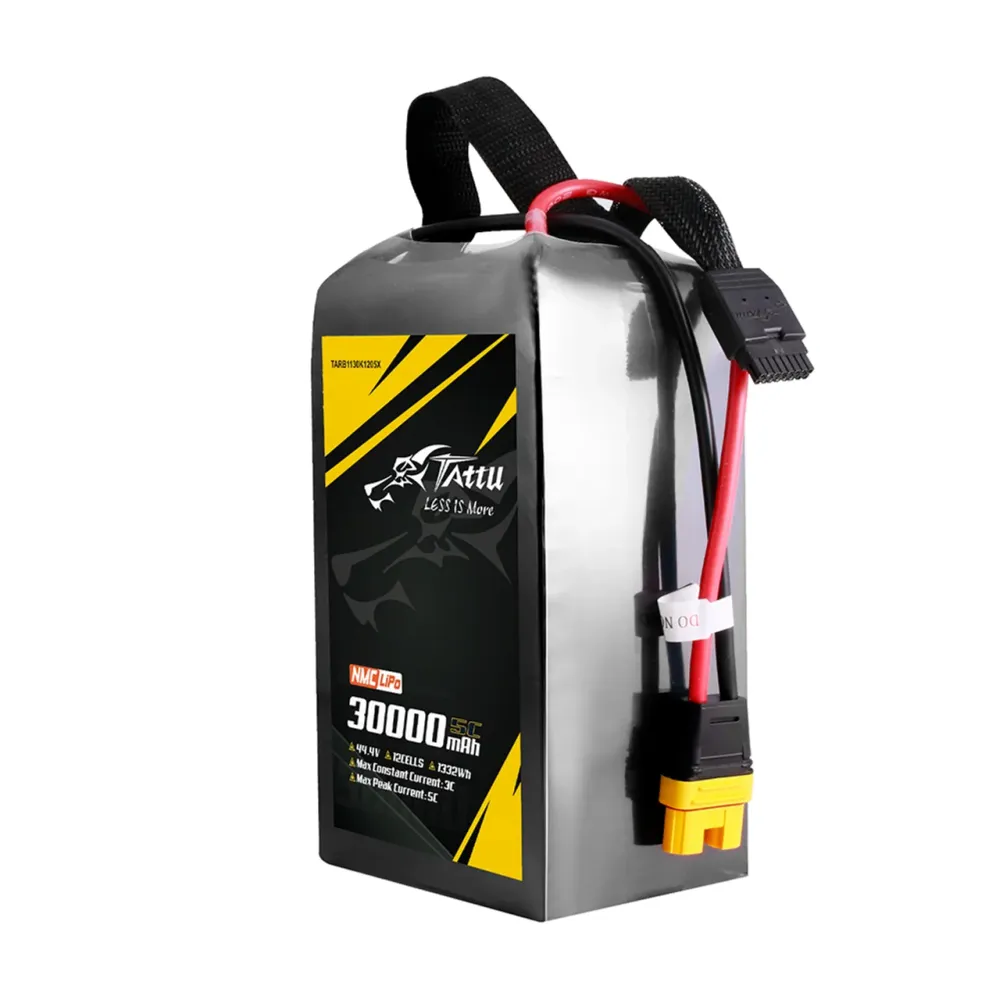 Bateria Lipo semi-sólida TATTU 44,4V 12S 30000mAh 5C NMC811 com AS150U-F para Manutenção Anual