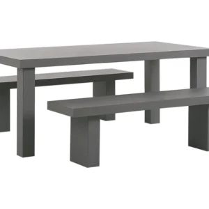 Filtro de Ar 4 Seater Concrete Garden Dining Set Benches Grey TARANTO