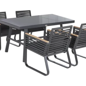 Filtro de Ar 4 Seater Metal Garden Dining Set Negro CANETTO