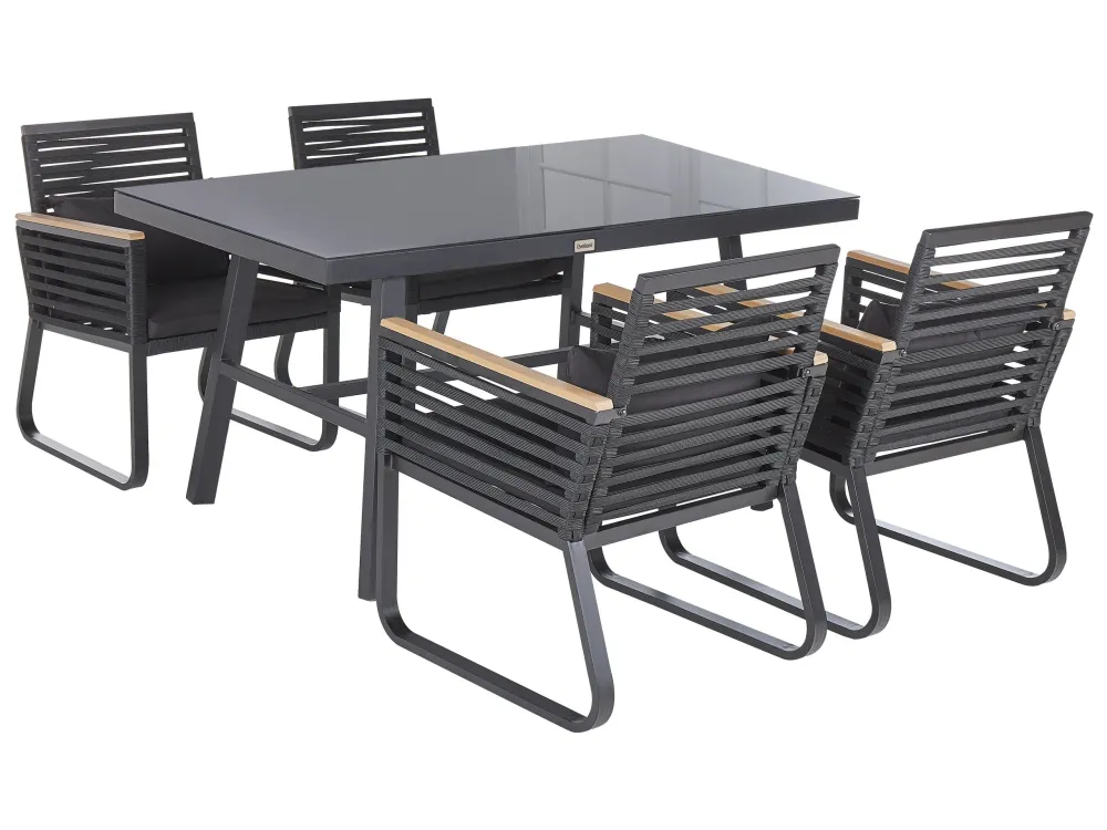 Filtro de Ar 4 Seater Metal Garden Dining Set Negro CANETTO