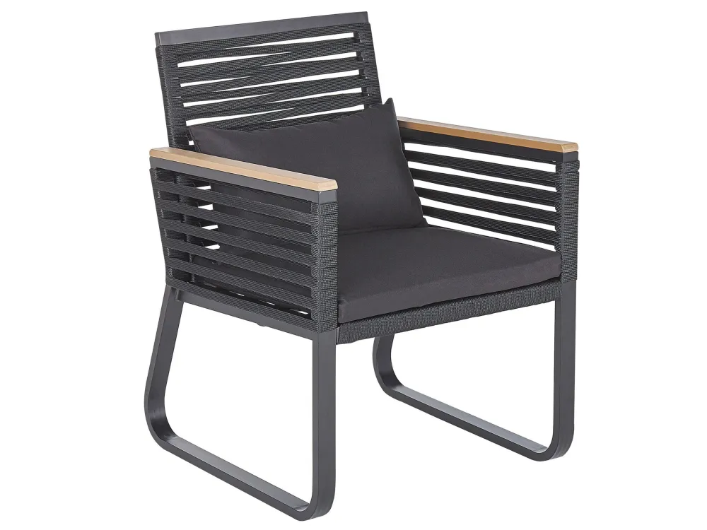 Filtro de Ar 4 Seater Metal Garden Dining Set Negro CANETTO