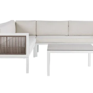 Lounge Set BORELLO Aluminium Bege claro Left Hand 4 Seater