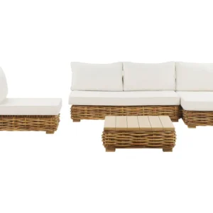 Lounge Set VARALLO Rattan Golden Castanho Left Hand 4 Seater Resistente ao Desgaste