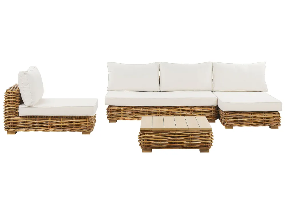 Lounge Set VARALLO Rattan Golden Castanho Left Hand 4 Seater Resistente ao Desgaste