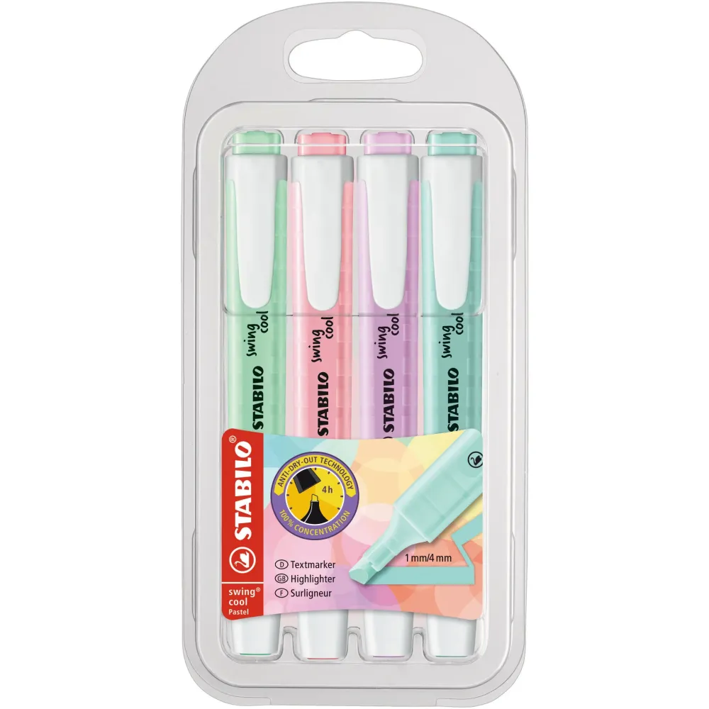 Marcador Fluor Swing Fresco Pastel 4 Unidades para Cortador de Relva