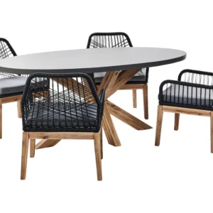 OEM Compatível 4 Seater Concrete Dining Set Chairs Grey Onix ORISTANO/OLBIA