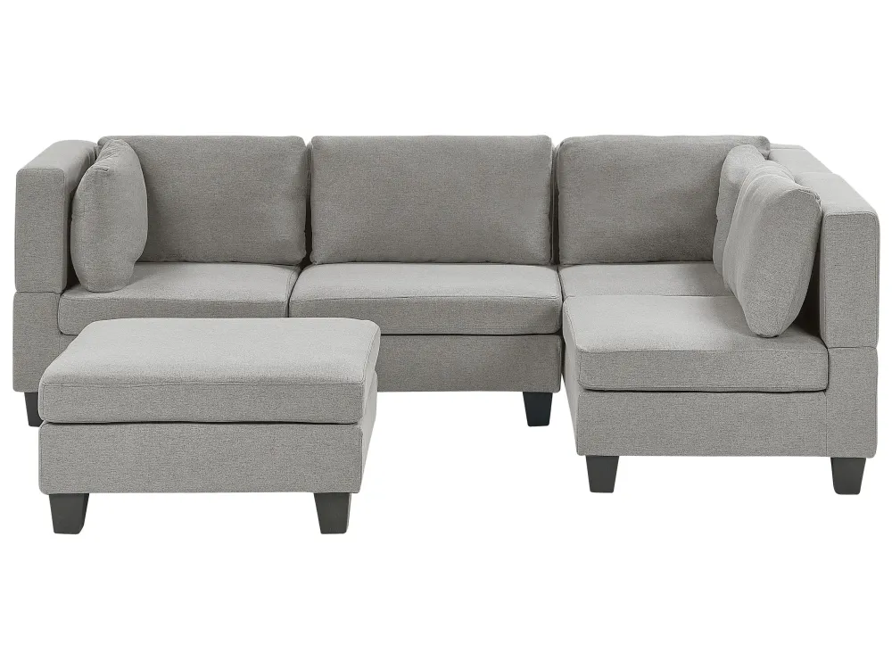 OEM Compatível 4 Seater Left Hand Em módulos Fabric Corner Sofa Ottoman Light Grey UNSTAD