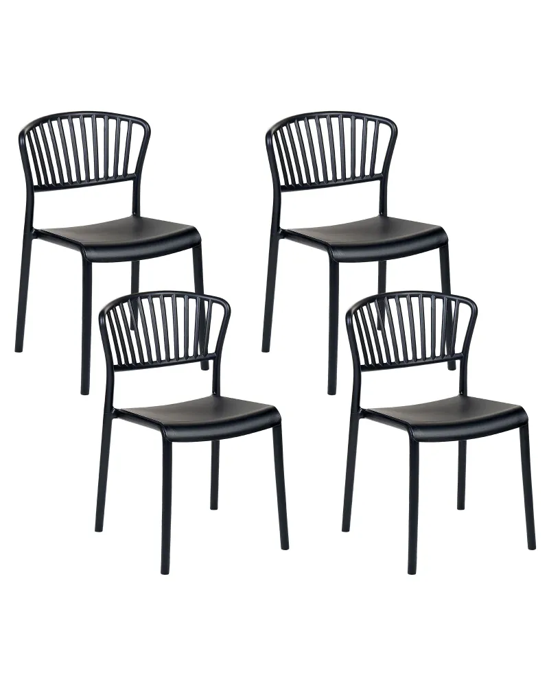 Profissional Alta Resistência Conjunto de 4 cadeiras de jardim GELA Material sintético Preto