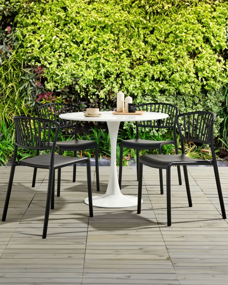 Profissional Alta Resistência Conjunto de 4 cadeiras de jardim GELA Material sintético Preto