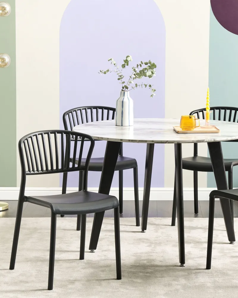 Profissional Alta Resistência Conjunto de 4 cadeiras de jardim GELA Material sintético Preto
