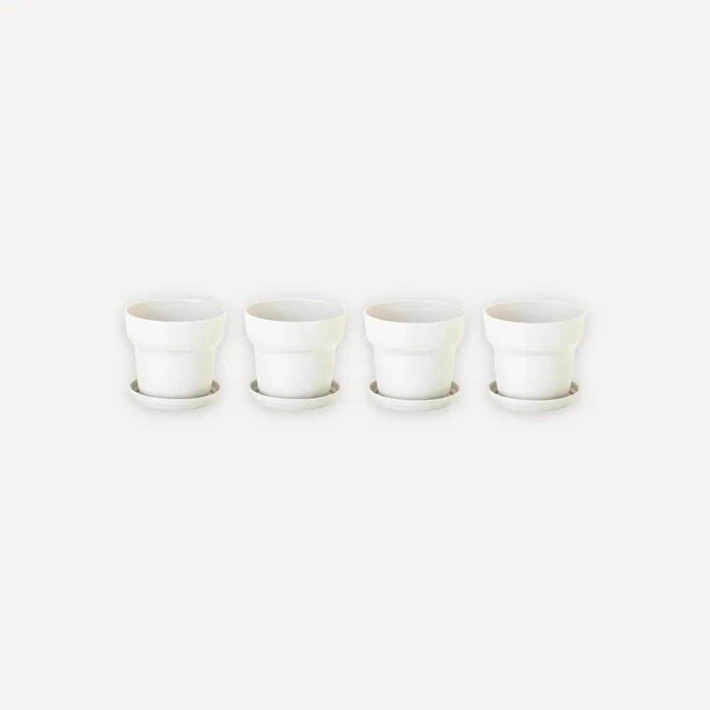 Profissional Alta Resistência Conjunto de 4 vasos com prato de base