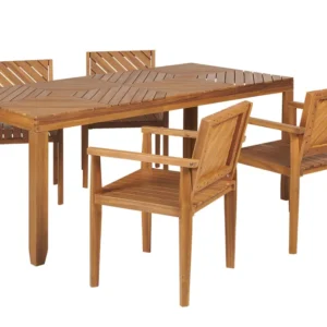 4 Seater Acacia Wood Garden Dining Set Light BARATTI Alta Durabilidade