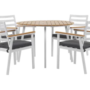 4 Seater Aluminium Garden Dining Set Grey Cushions Marfim CAVOLI