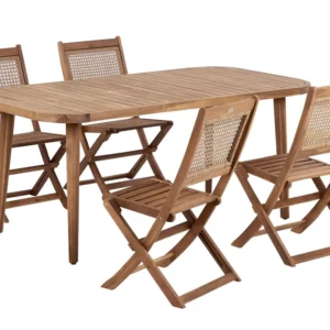 4 Seater Autenticado Acacia Wood Garden Dining Set Light PARAGGI