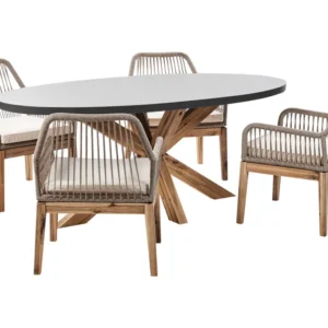 4 Seater Concrete Dining Set Chairs Grey Cor creme ORISTANO/OLBIA