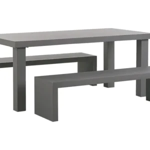 4 Seater Concrete Garden Dining Set U Shaped Benches Grey TARANTO em Carbono