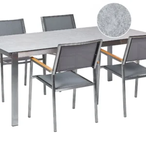 4 Seater Garden Dining Set Grey Vidro Top Grey Chairs COSOLETO/GROSSETO